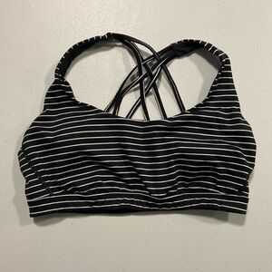Victoria's Secret Strappy Back Black & White Striped Sports Bra - Size M
